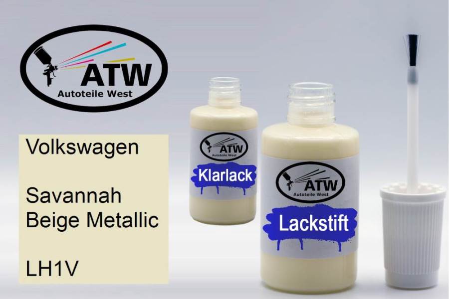 Volkswagen, Savannah Beige Metallic, LH1V: 20ml Lackstift + 20ml Klarlack - Set, von ATW Autoteile West.